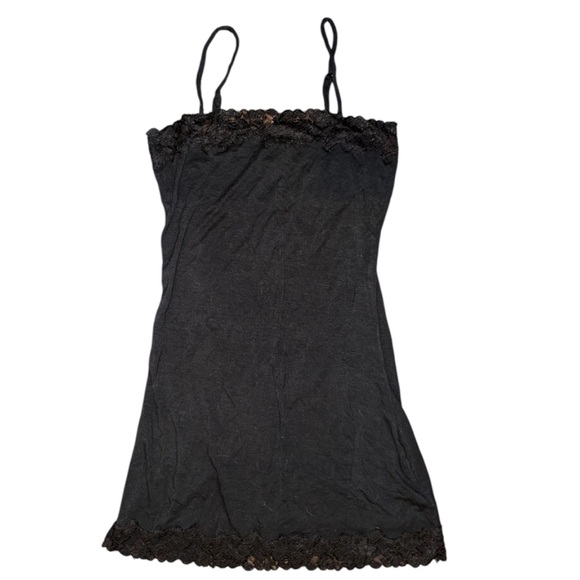 Black Mini Dress With Lace Trim - Picture 9 of 14